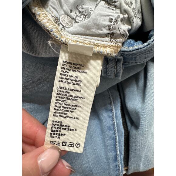 We The Free Women's Flare Leg Button Fly Raw Hem Denim Jeans, Size 30, EUC - Picture 4 of 7